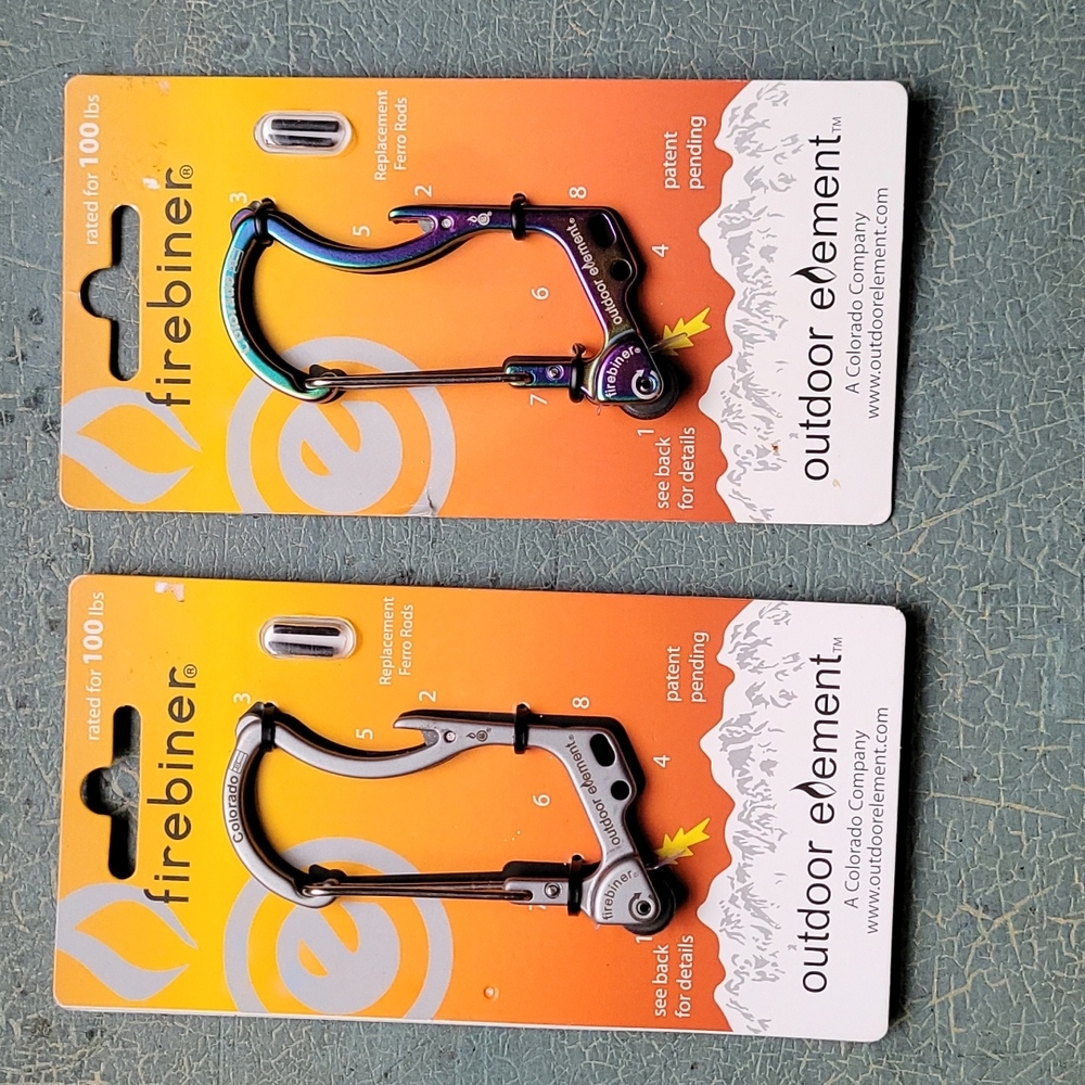 Firebiner carribeaner and flint combo